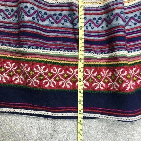 Lucky Brand Skirt Ethnic Embroidered Peasant Elastic Waist Pull On Cotton - Picture 3 of 9